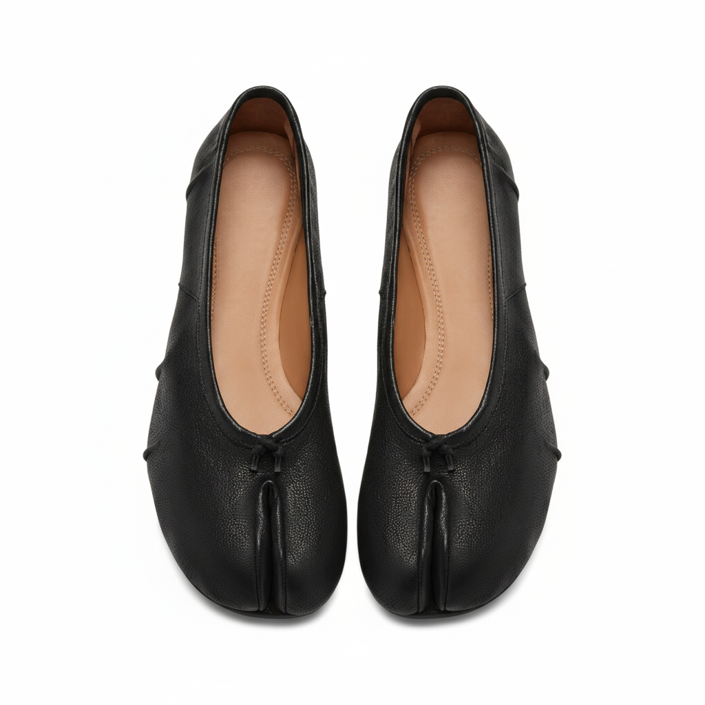 Black Tabi Flats - Clean Top View